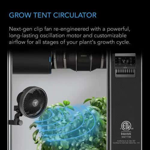 AC Infinity CLOUDRAY S9 Oscillating Clip Fan 9"
