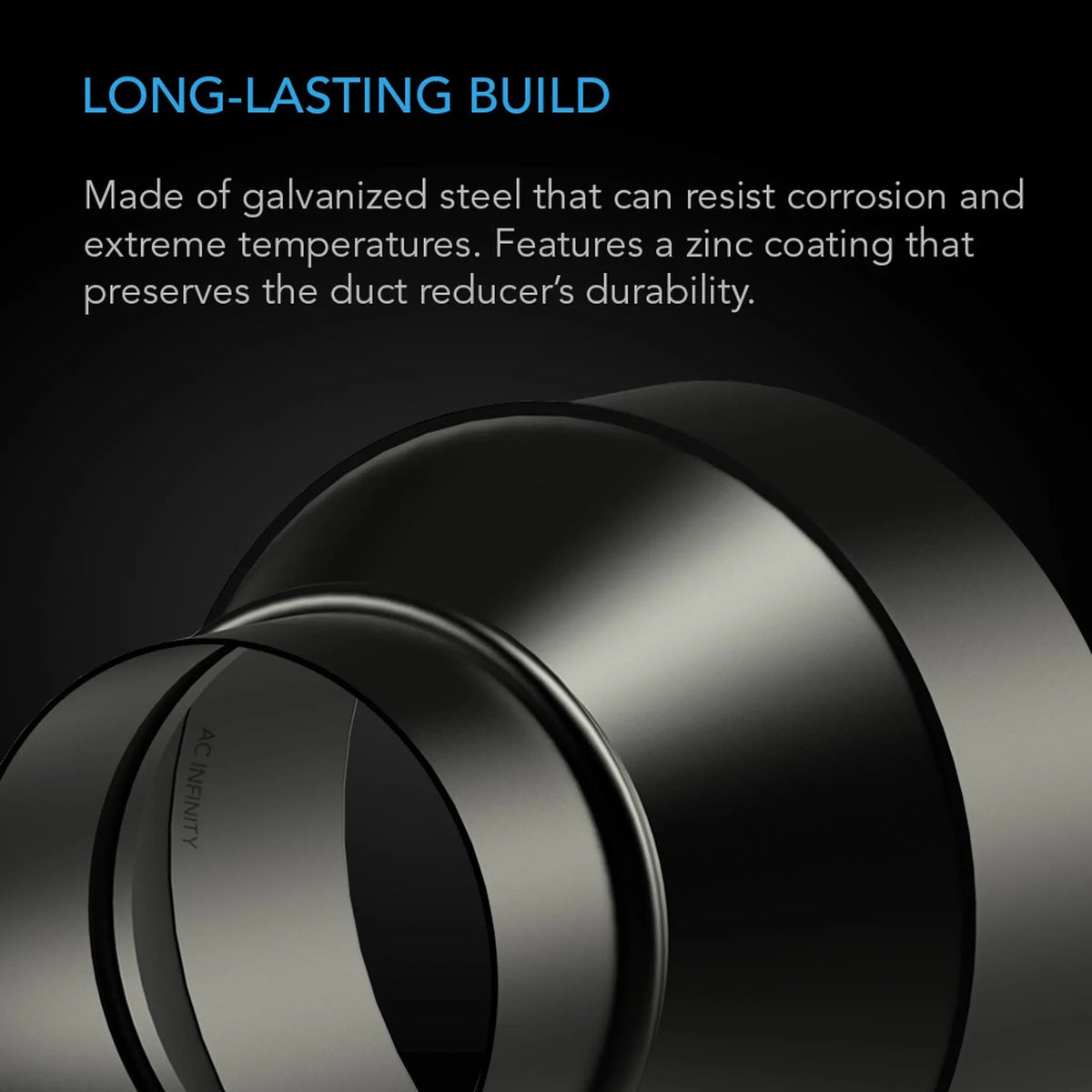 AC Infinity 8-to-6 Inch Steel Galvanised Duct Reducer Increaser