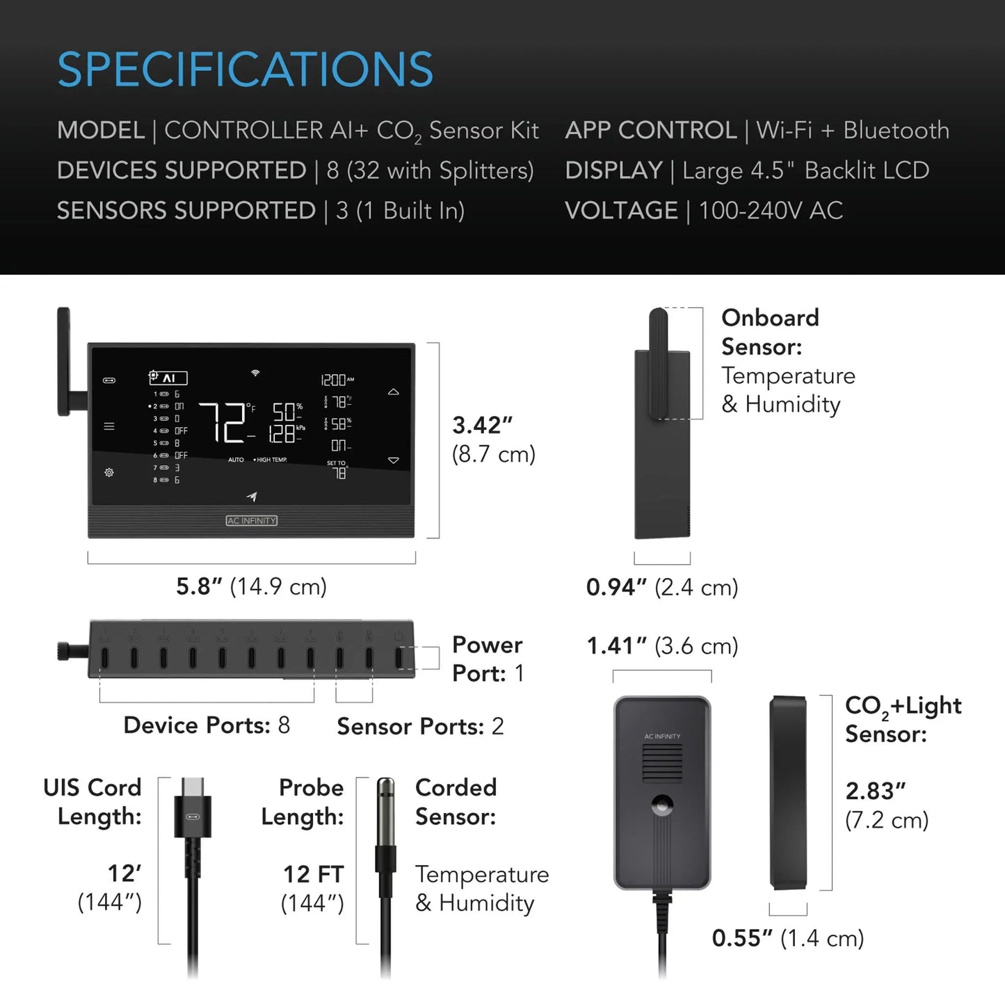 AC Infinity CONTROLLER AI+ with CO2 Sensor Bundle