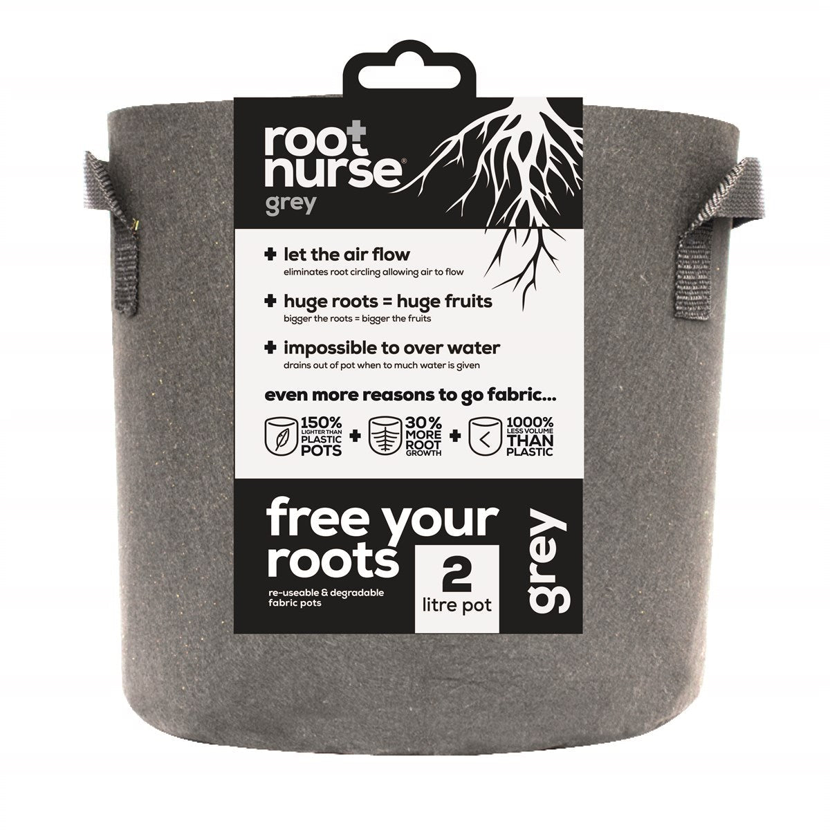 Root Nurse Grey Fabric Pots