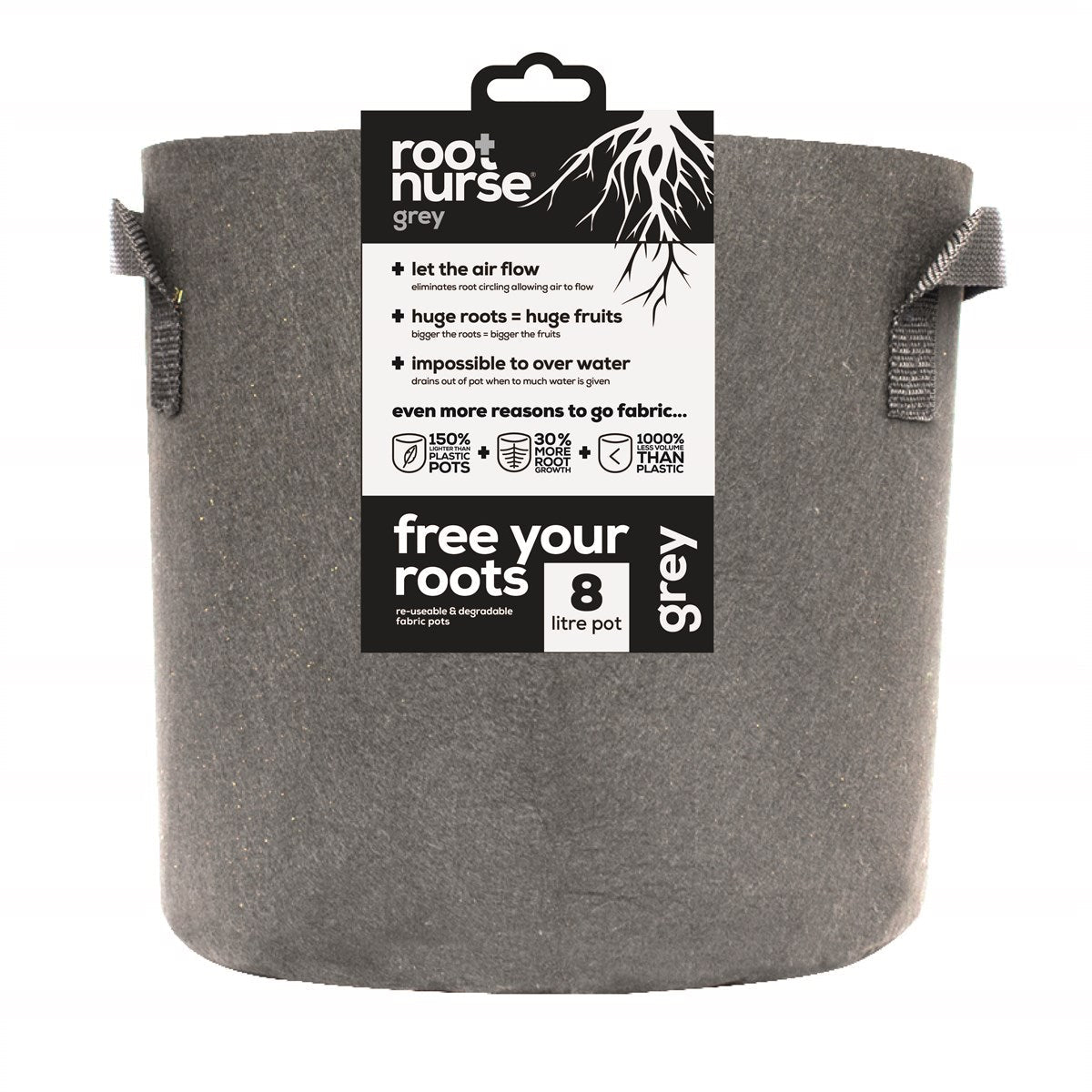 Root Nurse Grey Fabric Pots