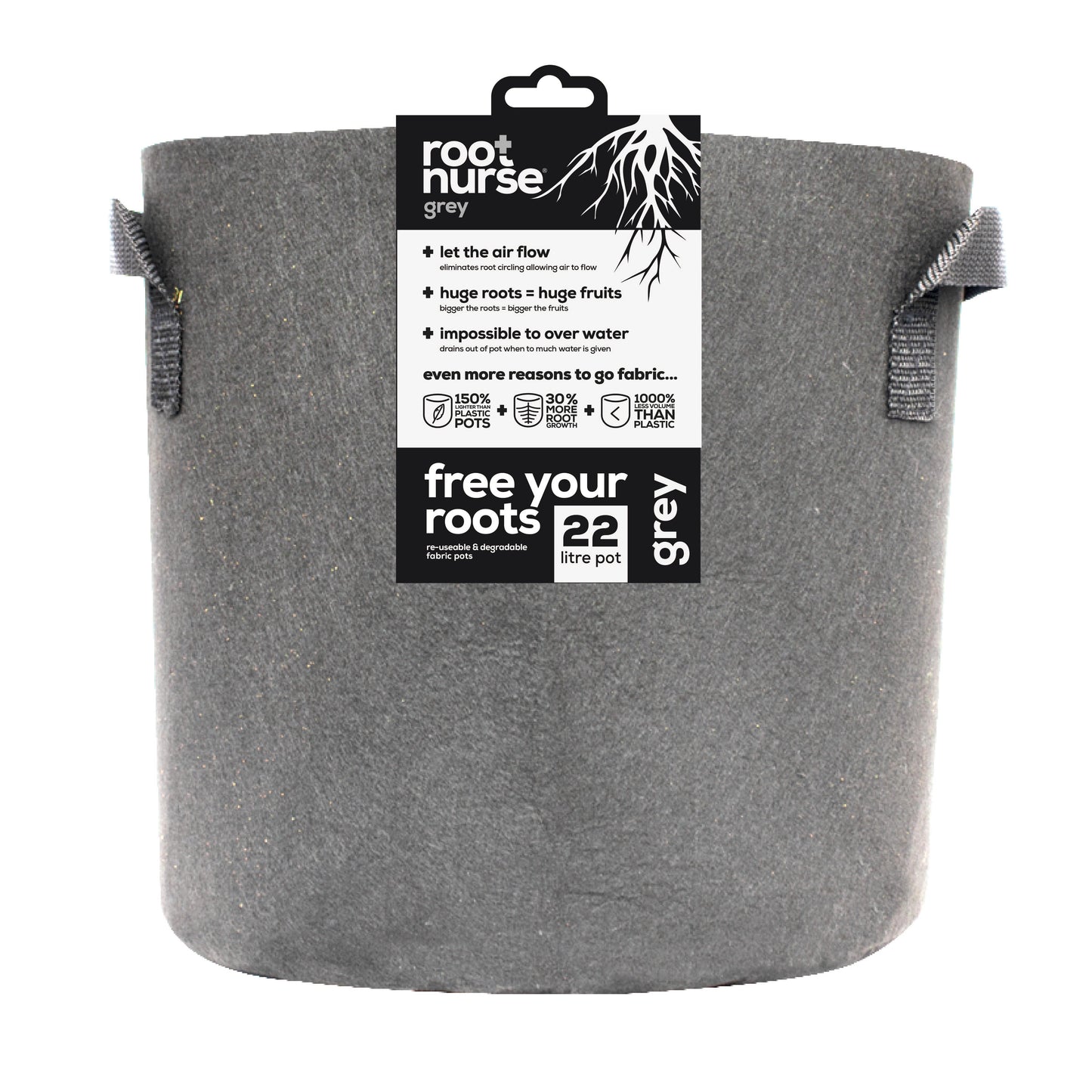 Root Nurse Grey Fabric Pots