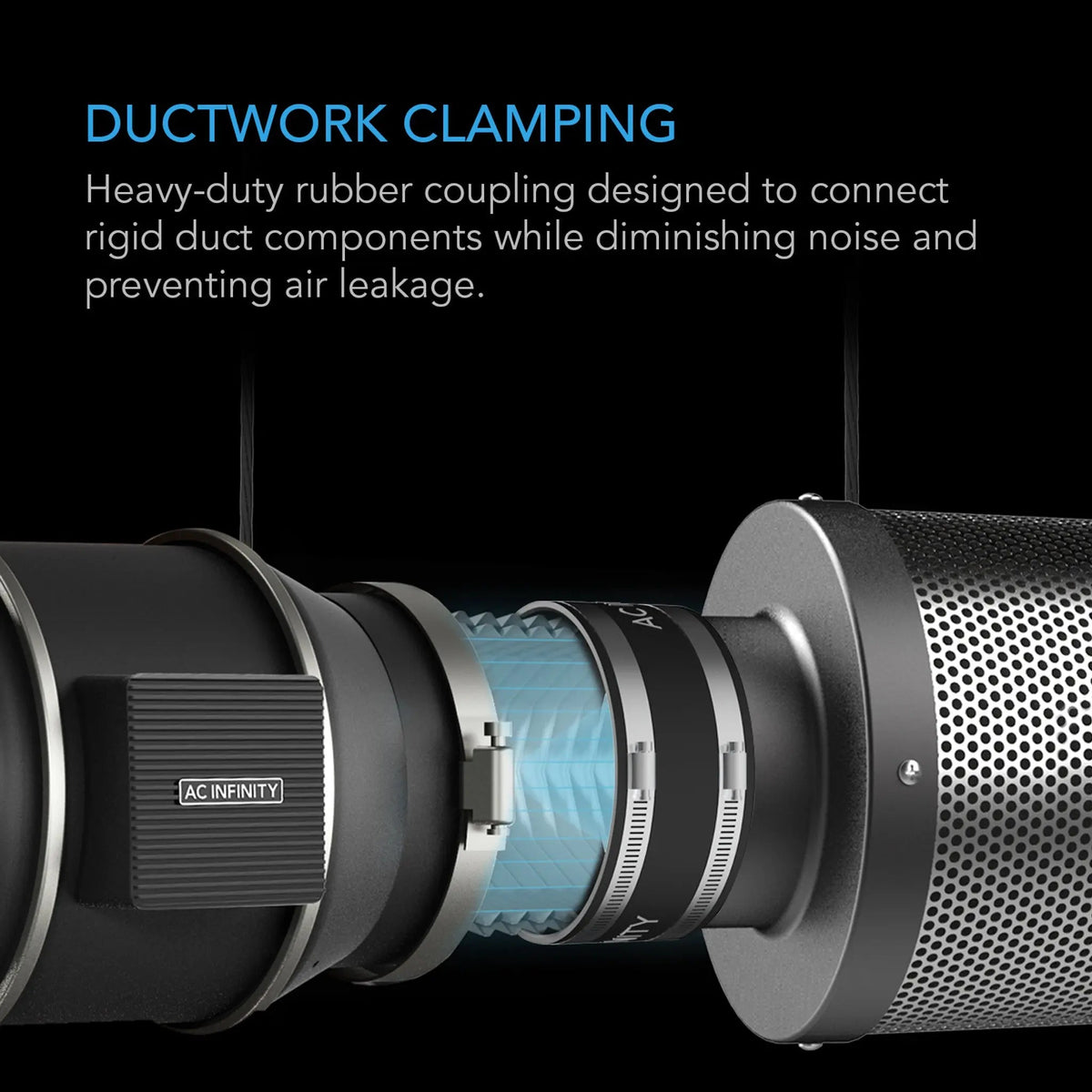 AC Infinity 4-Inch Flexible Rubber Noise-Reduction Duct Coupler