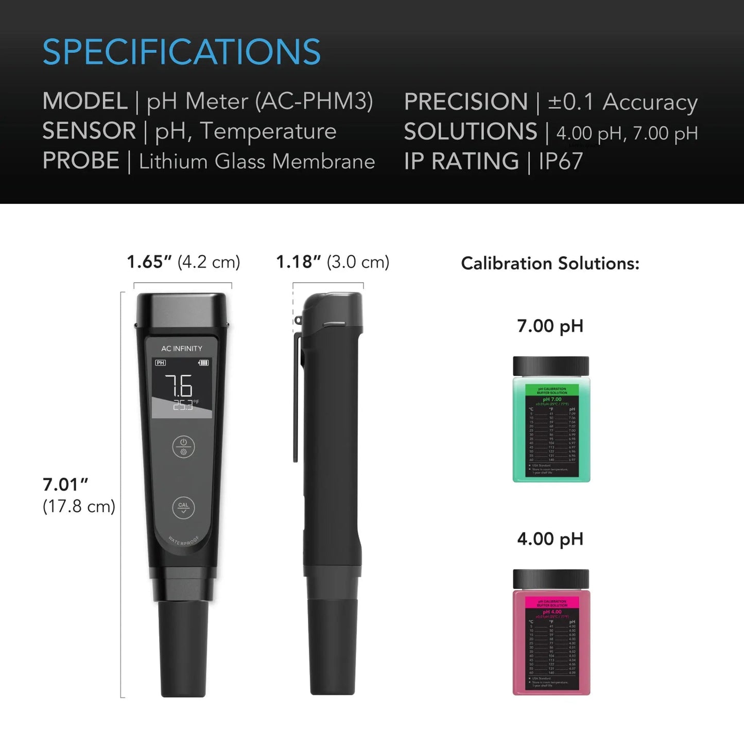 AC Infinity Digital Waterproof pH & Temperature Pen Kit