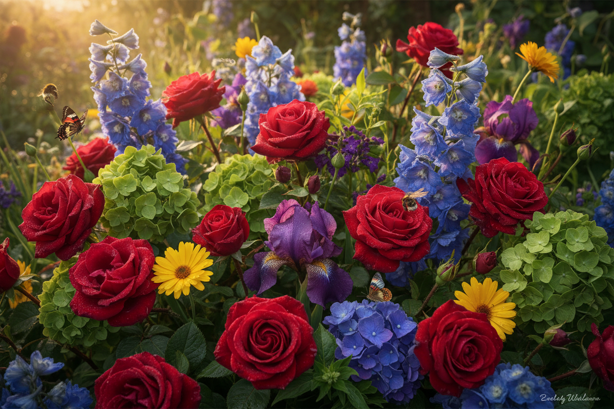 Abundant vibrant flowers in full bloom