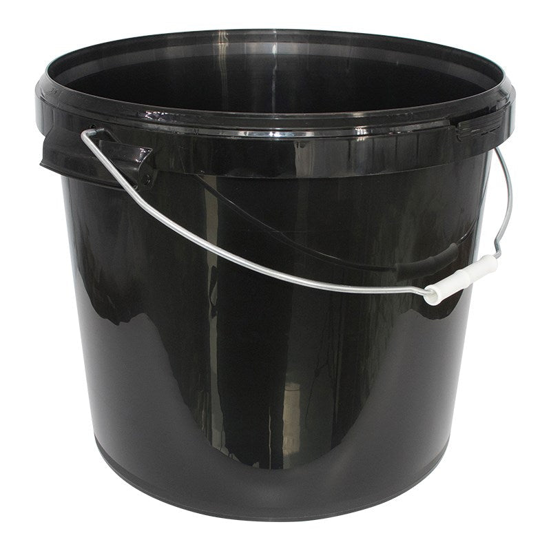 Heavy-Duty Black Plastic Buckets with Lids
