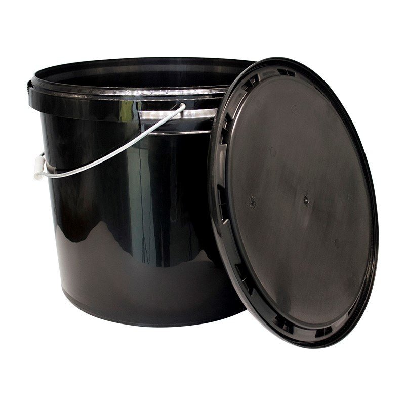 Heavy-Duty Black Plastic Buckets with Lids