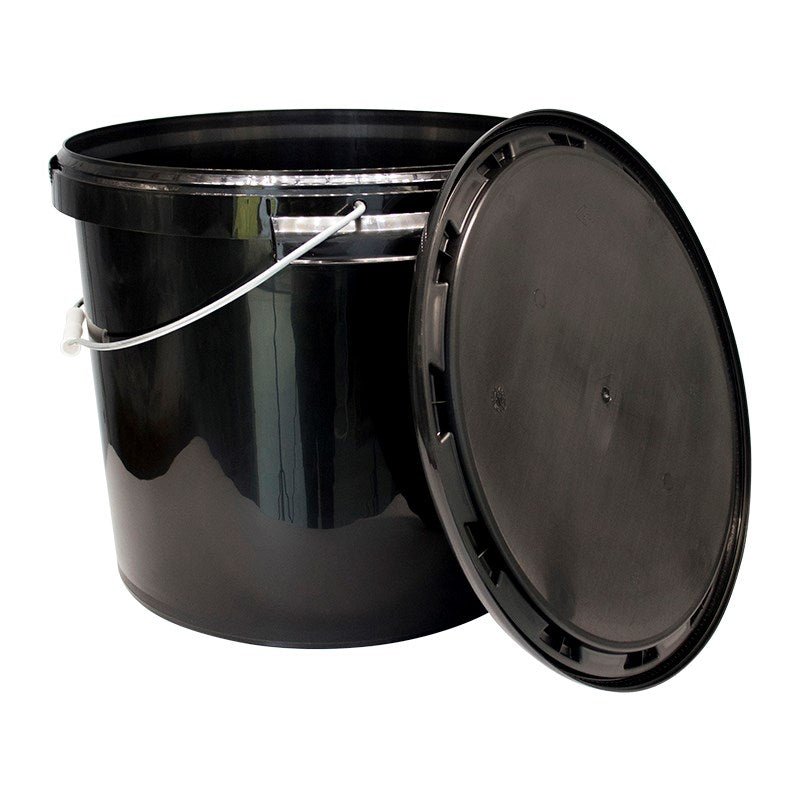 Heavy-Duty Black Plastic Buckets with Lids