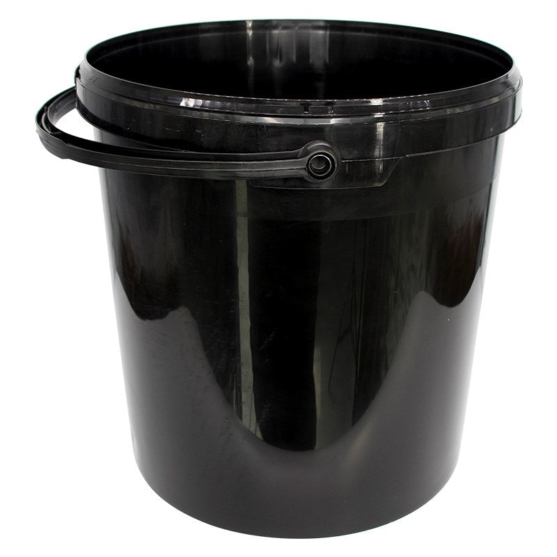 Heavy-Duty Black Plastic Buckets with Lids