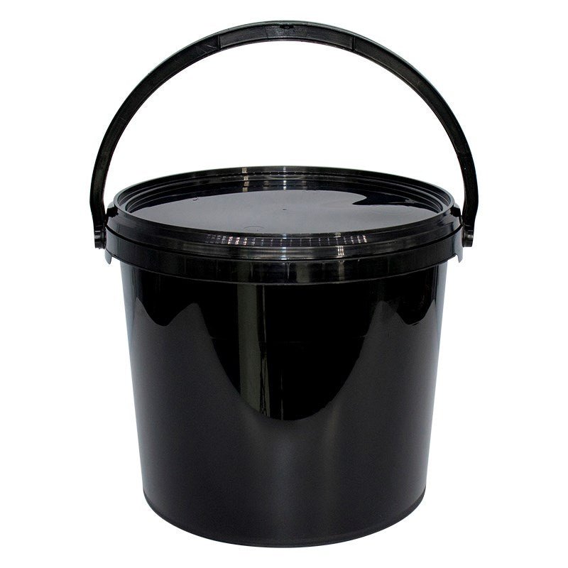 Heavy-Duty Black Plastic Buckets with Lids