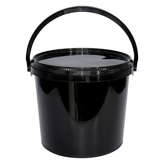 Heavy-Duty Black Plastic Buckets with Lids