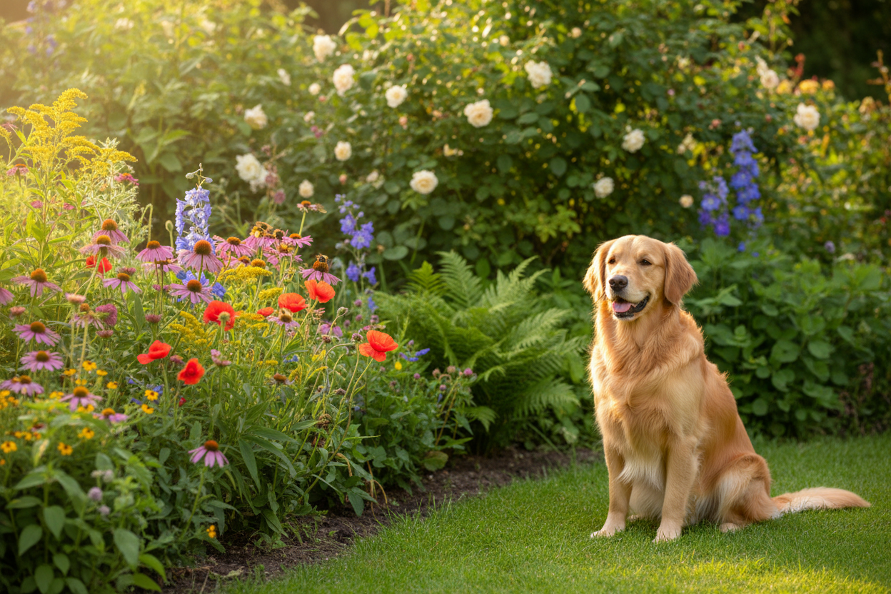 Pet and pollinator friendly garden