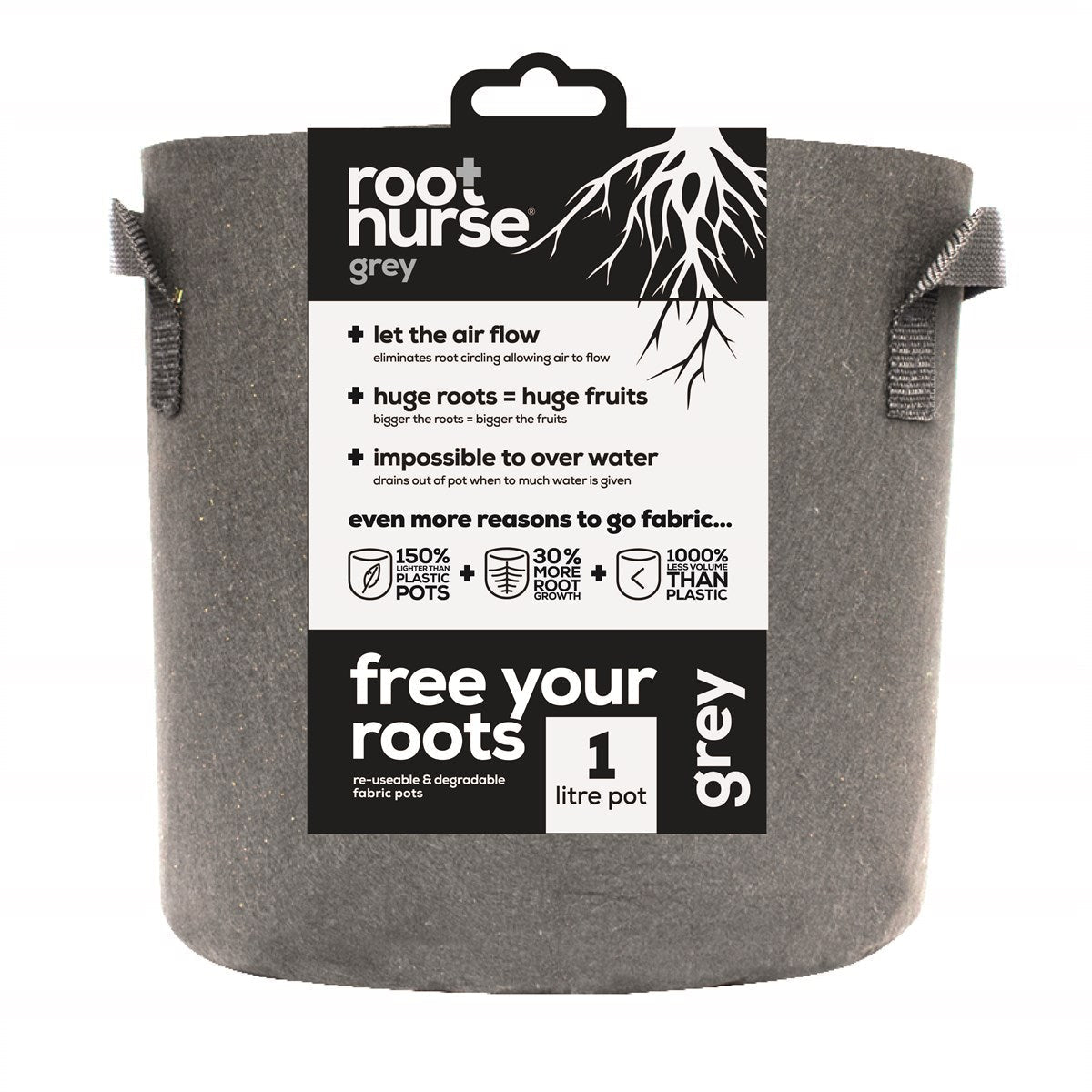 Root Nurse Grey Fabric Pots