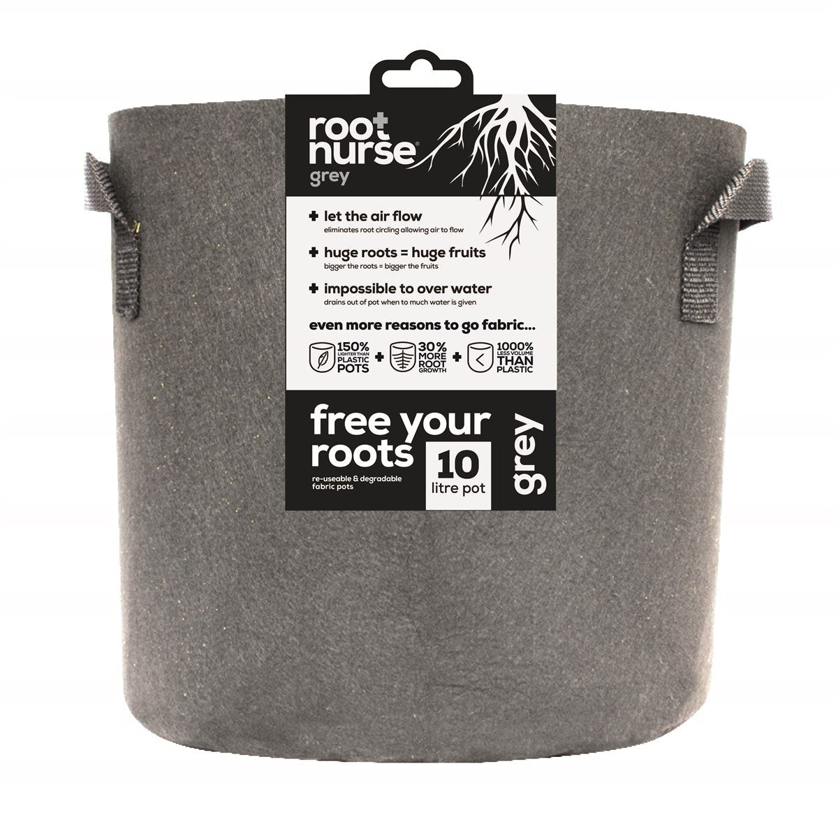Root Nurse Grey Fabric Pots