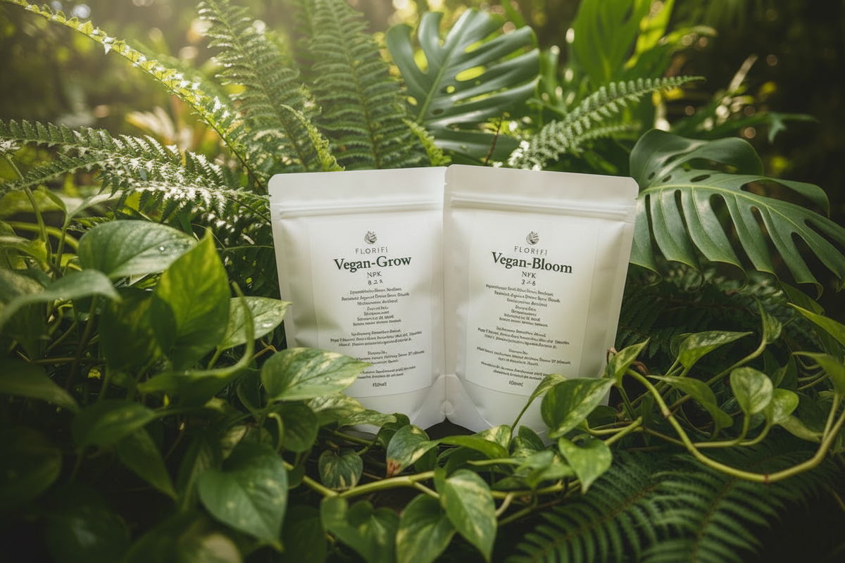 Two white bags labeled 'Vegan Grow' and 'Vegan Bloom' bundle